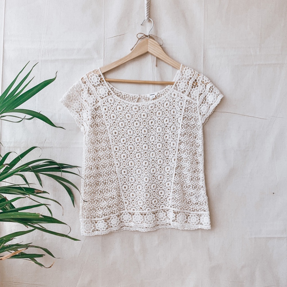 Garage cream lace shirt, size medium.
